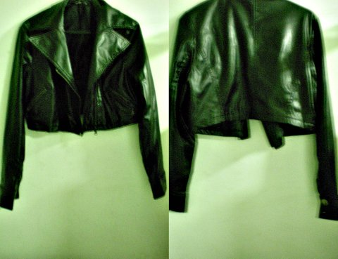 Black Cropped Motorcycle Jacket with two functional zippers in the front